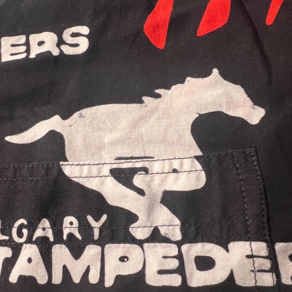 Calgary Stampeders CFL Canada Horses Mountains Button Up Light Cotton Fan Shirt - Picture 5 of 7